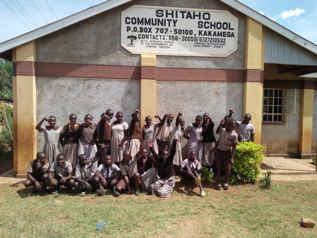 The Water Project : kenya18081-silly-student-photo-in-front-of-school