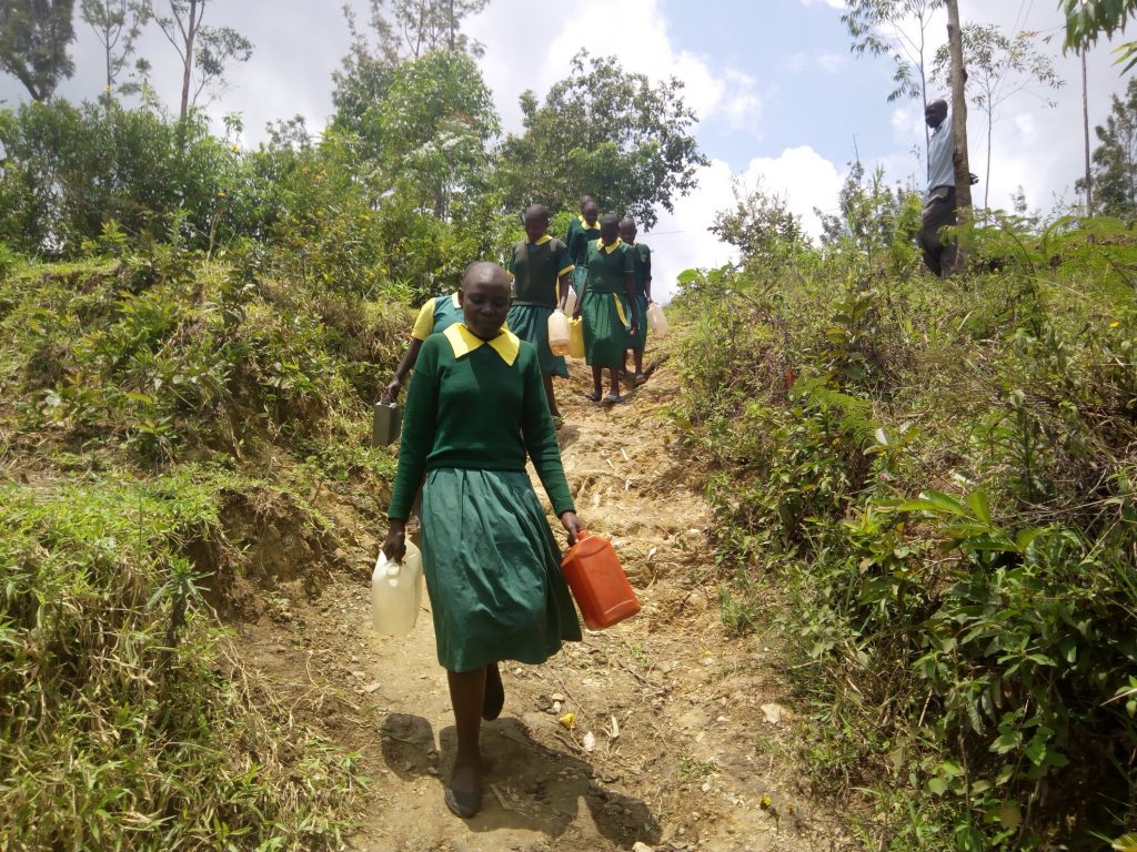 The Water Project : kenya18083-students-heading-to-fetch-water
