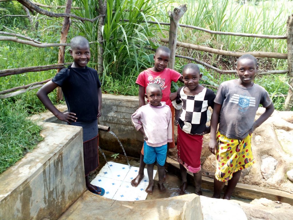 The Water Project : kenya4748-stella-anne-and-her-friends-at-the-spring