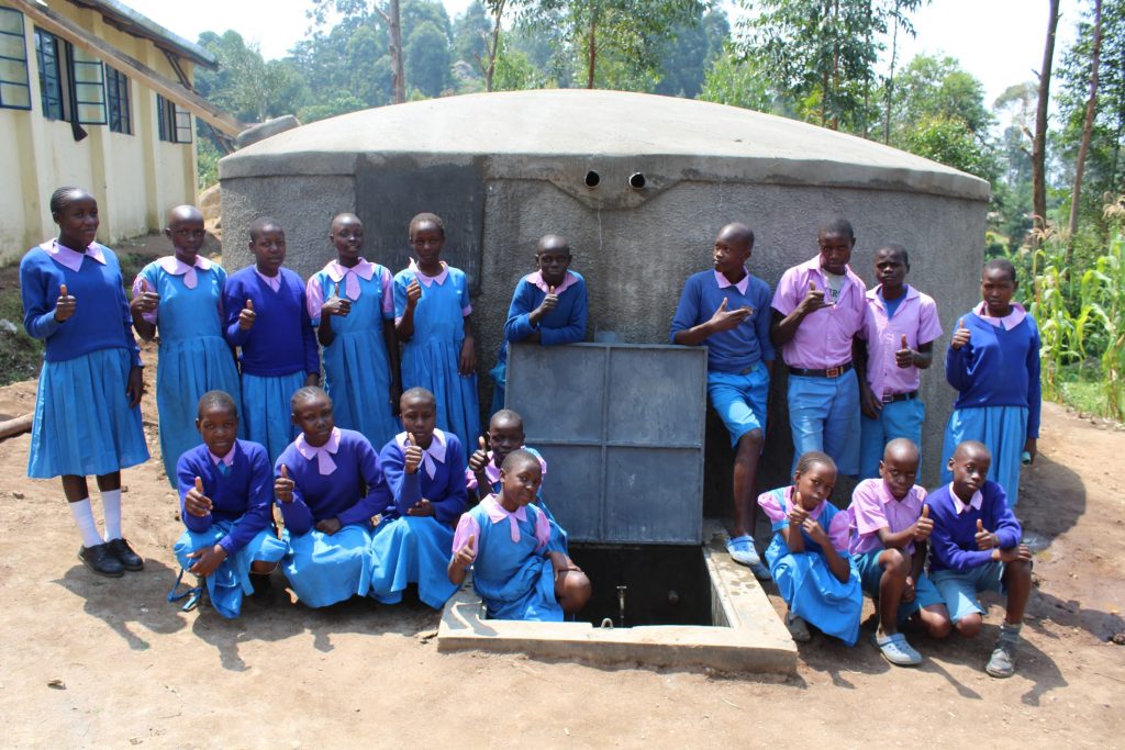The Water Project : 26-kenya19058-students-with-completed-tank