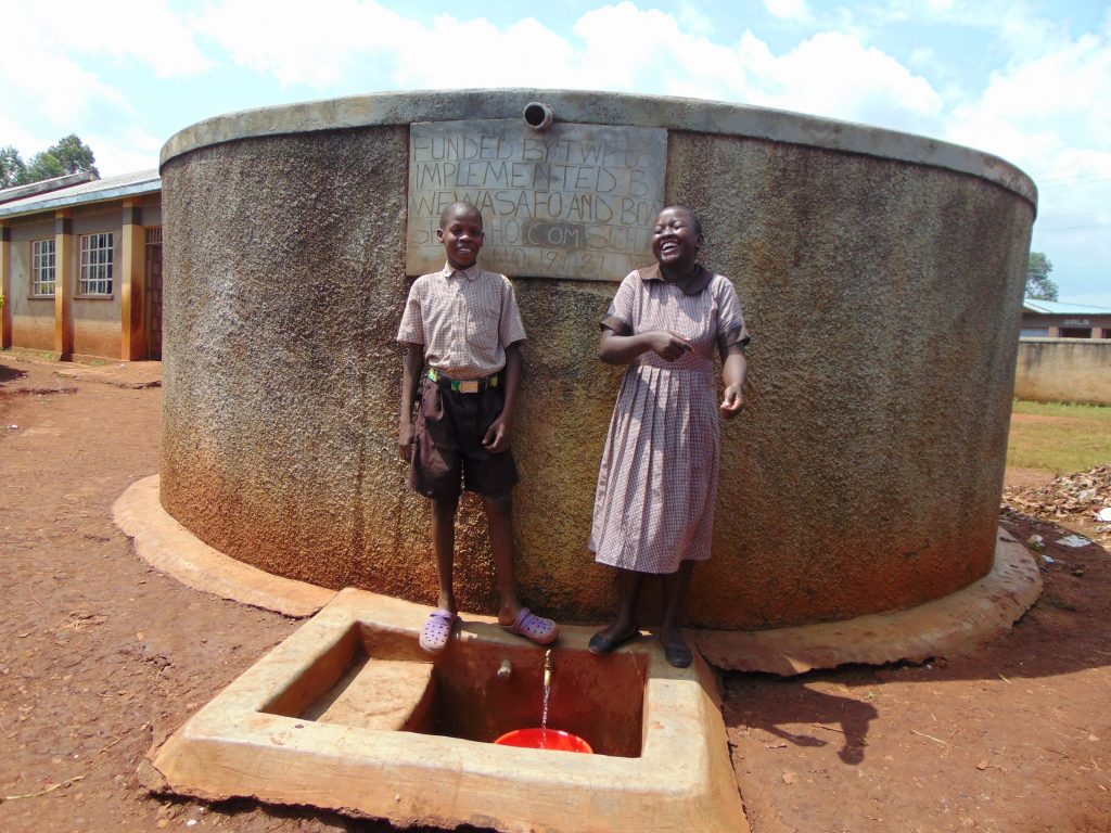 The Water Project : 4-kenya18081-joy-at-the-rain-tank