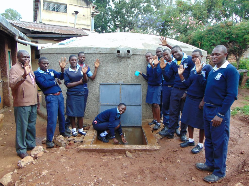 The Water Project : 42-kenya19289-students-and-staff-celebrate-the-new-tank