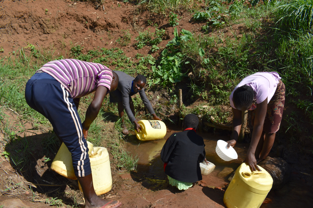 The Water Project : kenya21058-community-members-fetching-water