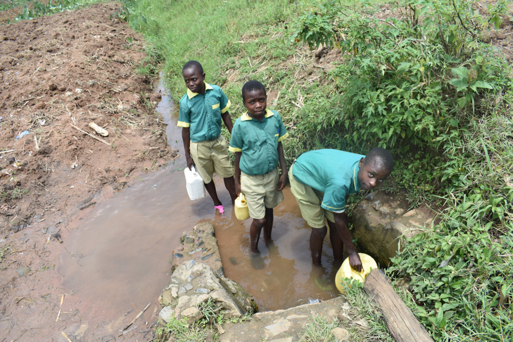 The Water Project : kenya21361-students-collecting-water-3