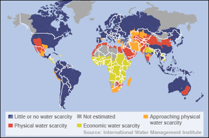 Water scarcity in the world.